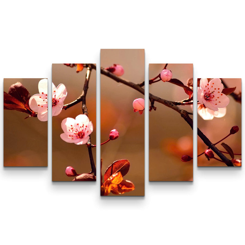 East Urban Home 5-tlg. Leinwandbilder-Set Japanische Kirschblüte Sakura